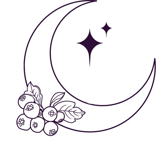 Croisant de lune avec deux étoiles et une branche d'Aubépine
